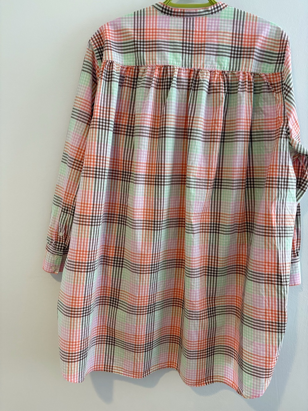 Lands' End Pink Plaid Tunic Preppy Cotton Shirt - Picture 2 of 10